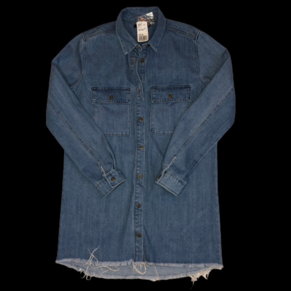 Forever 21 Womens Woven Jean Shirt Denim Shirt Med - Picture 7 of 7